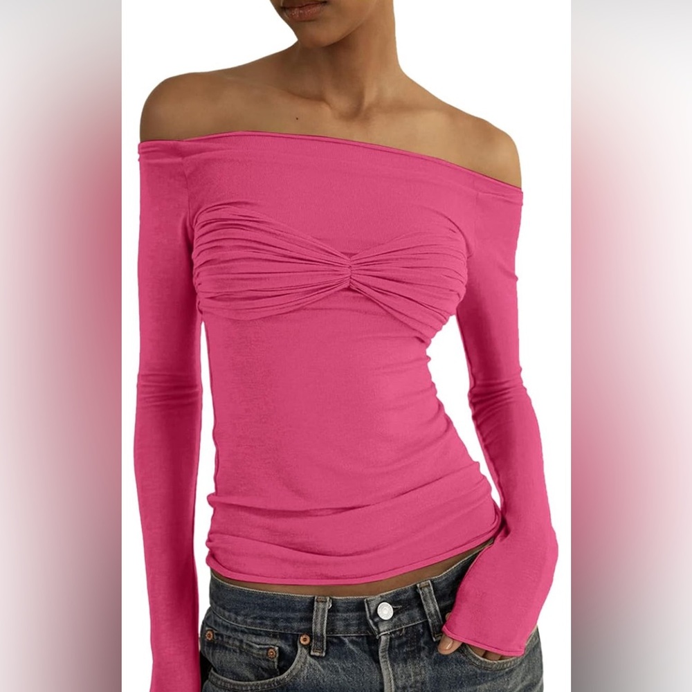 Amazon - Pink off the shoulder top
